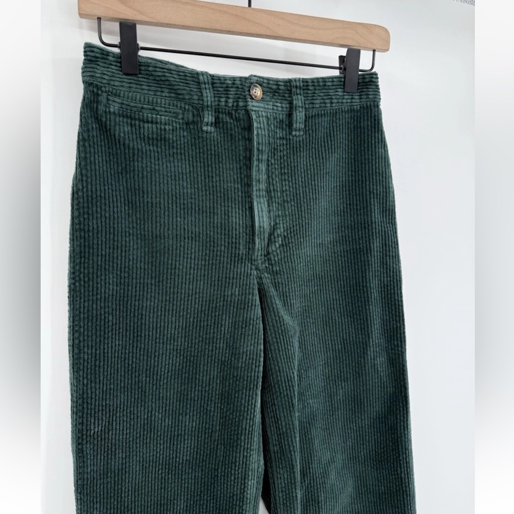 Madewell Slim Emmett Smoky Spruce Green Corduroy Crop Wide Leg Pants - Picture 4 of 8